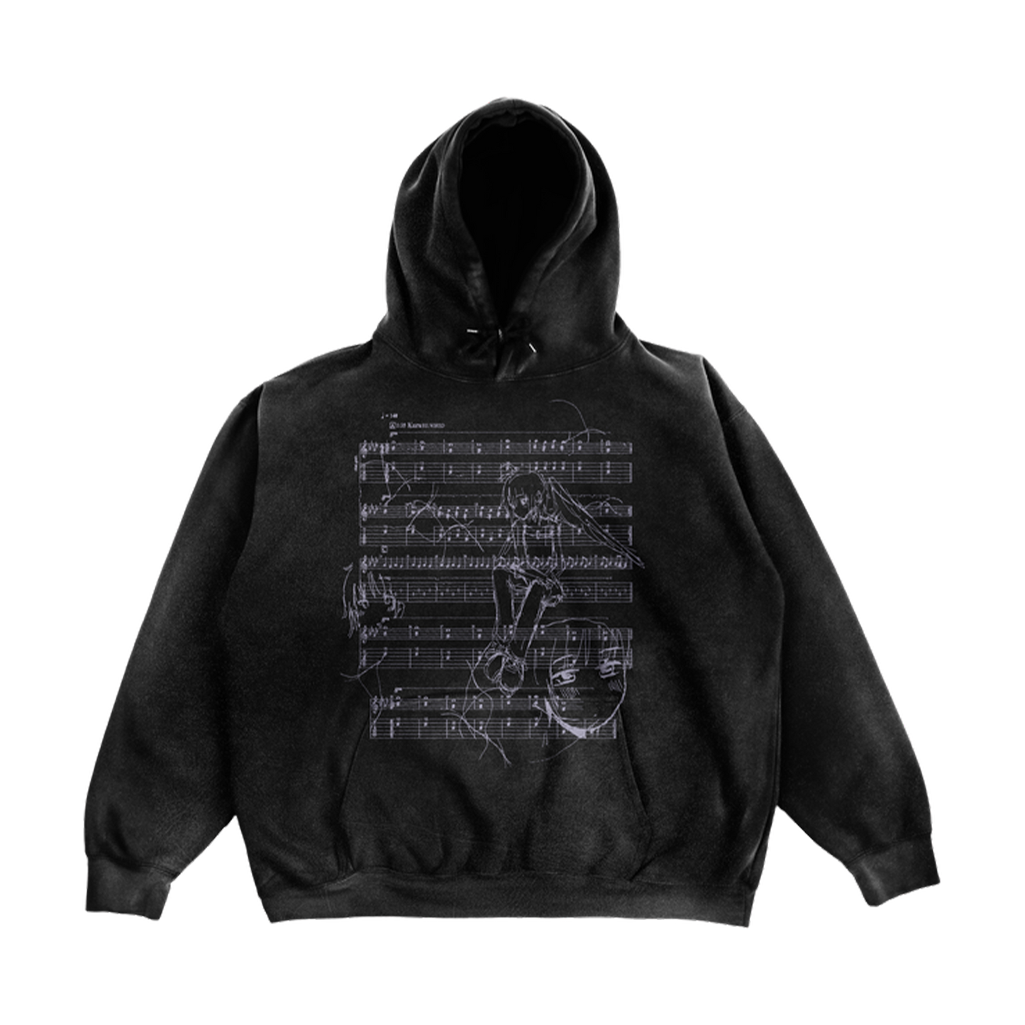 Music Sheet Black Hoodie