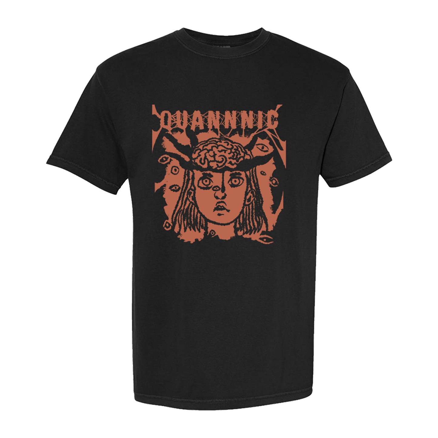 Brain Black Tee - Brown Print